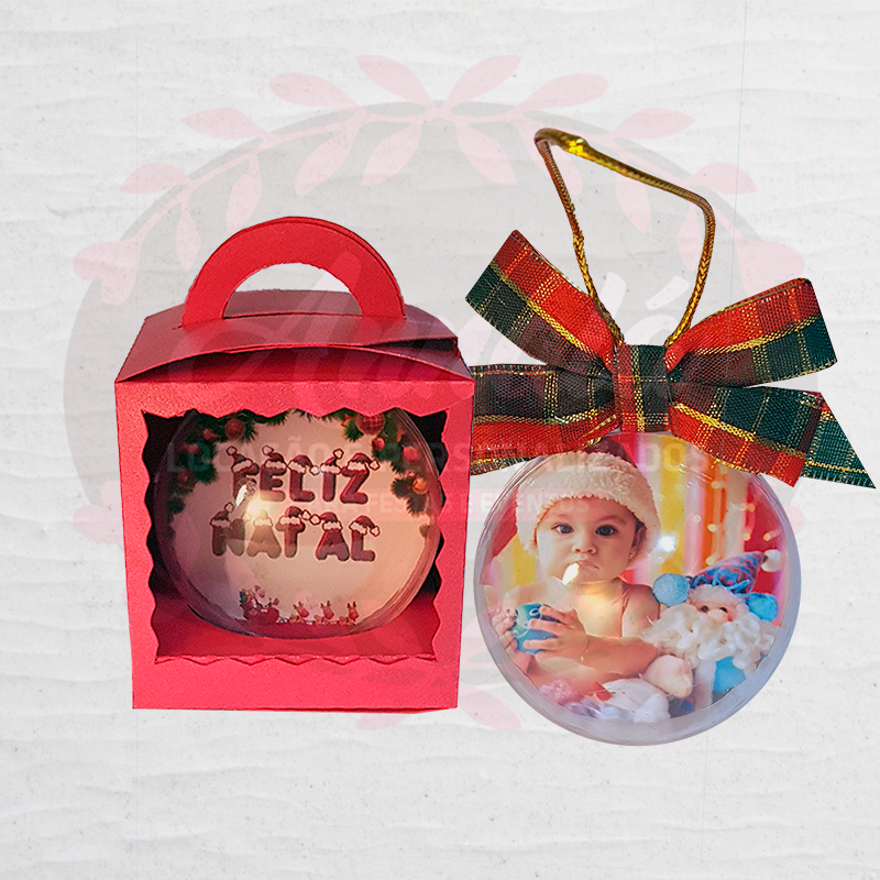 Bola de natal personalizada com foto e frase + caixa – Loja – Anna Lá  Personalizados
